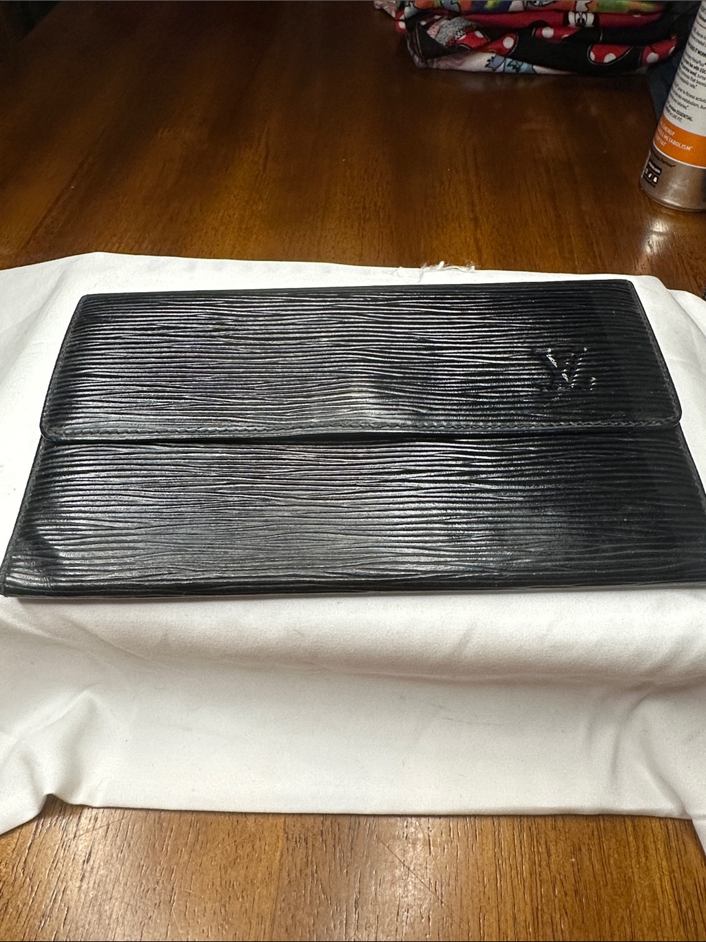 Louis Vuitton Black Leather Snap-Closure Wallet